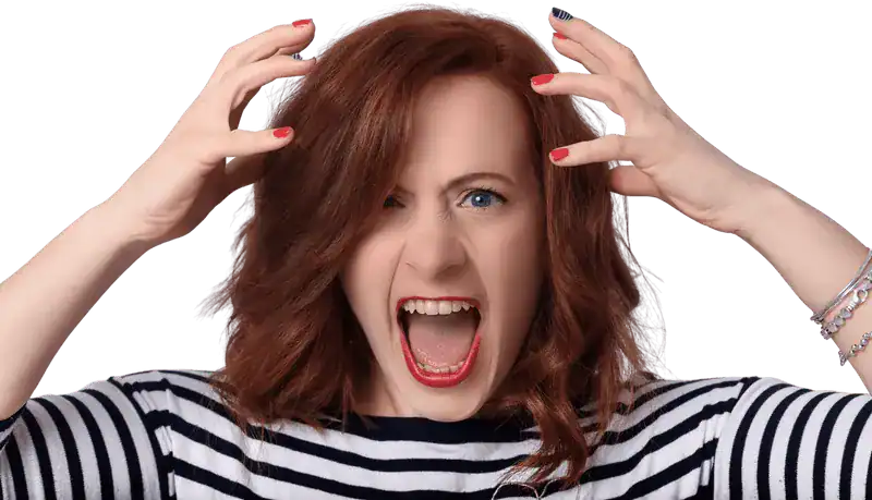 Woman frustrated from buying a car from a dealership in Texas